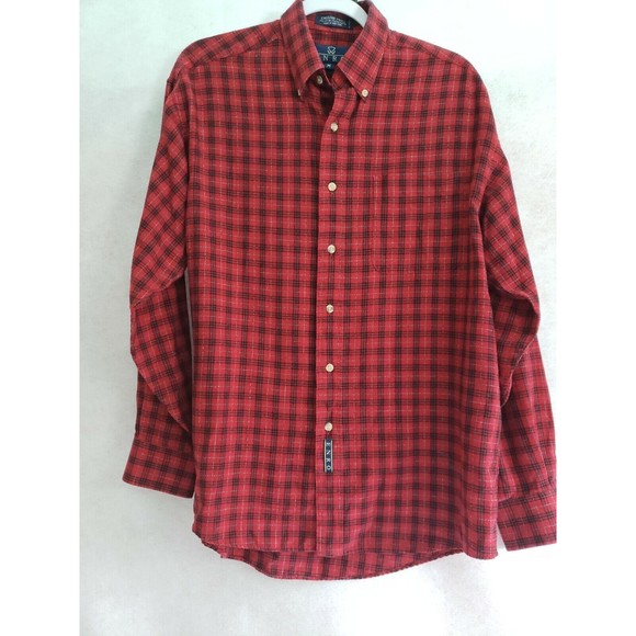 Men's Enro English Twill Red Plaid Shirt Med long sleeve Hong Kong - Picture 1 of 7